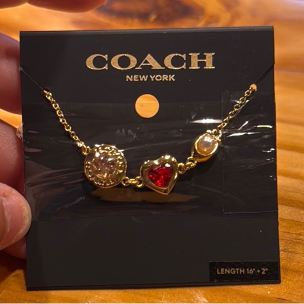 Coach Gold Bracelet with Red and Clear Accents